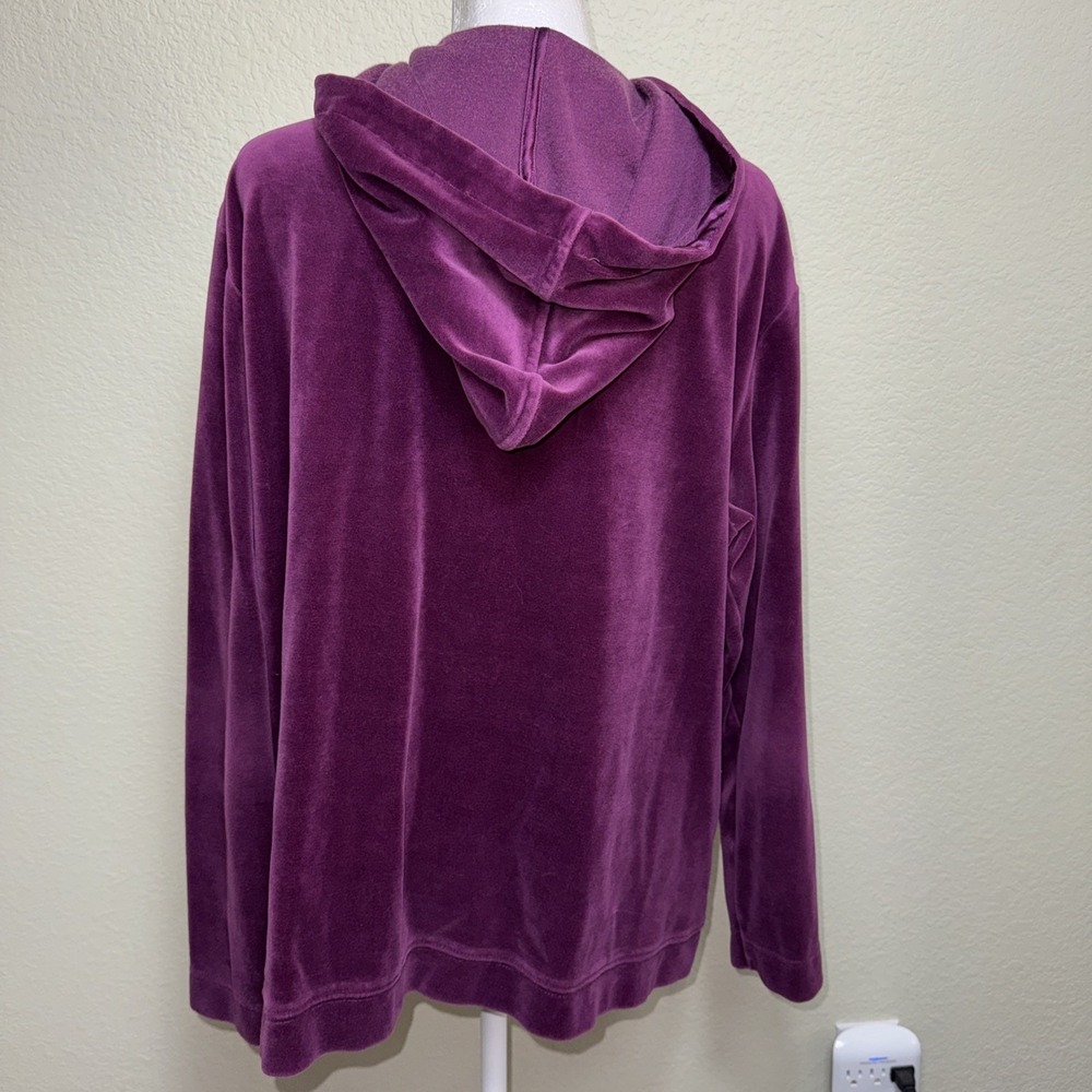 Spa by Chico's Purple Velour Zip Hoodie Size 3 XL Soft Plush Luxe Y2K Aesthetic - Picture 3 of 6
